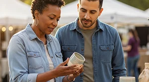 This is a couple looking around at the Firestone Community Festival.