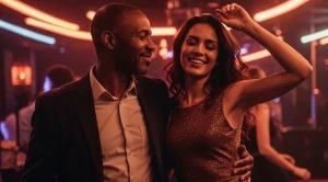 A couple dancing together.