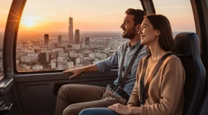 This couple is riding the giant wheel at the Irvine Spectrum Centre.